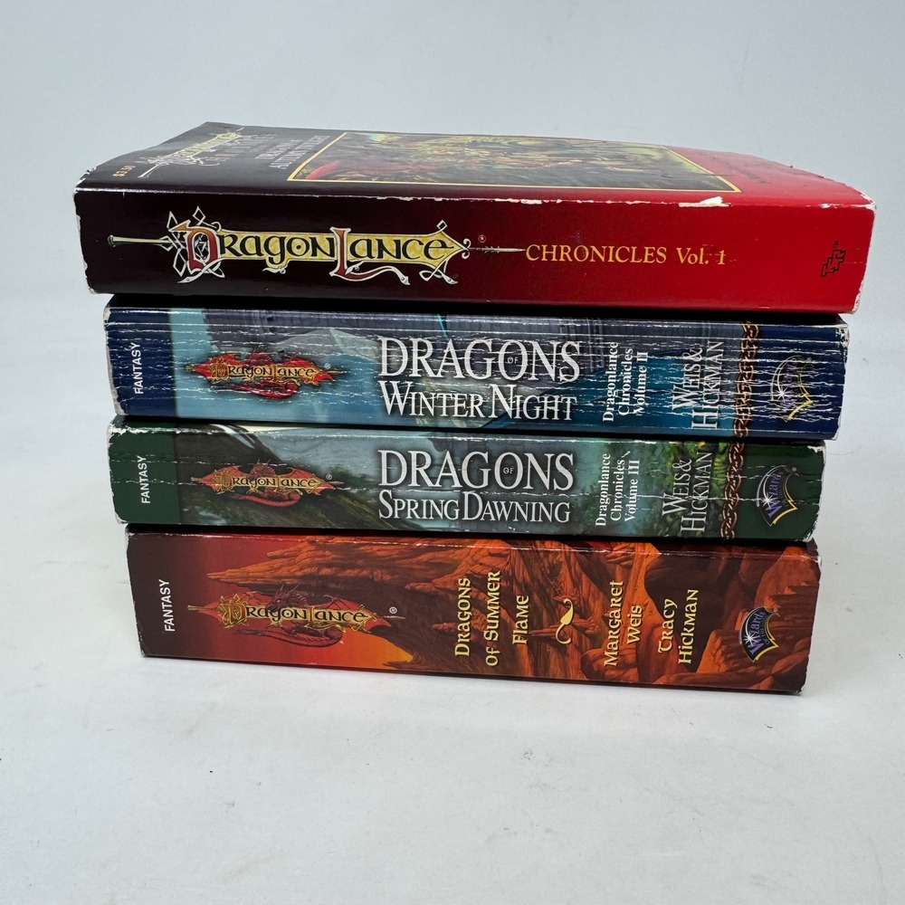 Dragonlance Chronicles Trilogy & Summer Flame 4 Book Lot Weis Hickman TSR D&D